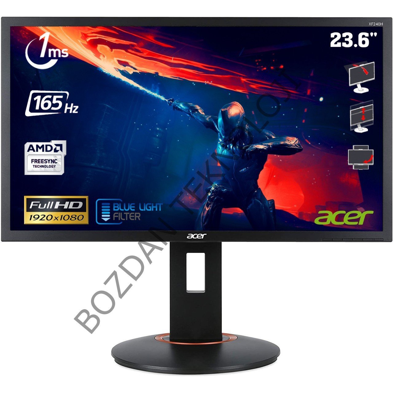 Acer XF240QS 23.6'' 165Hz 1ms (HDMI+Display) FreeSync Full HD Pivot Oyuncu Monitör UM.UX0EE.S01