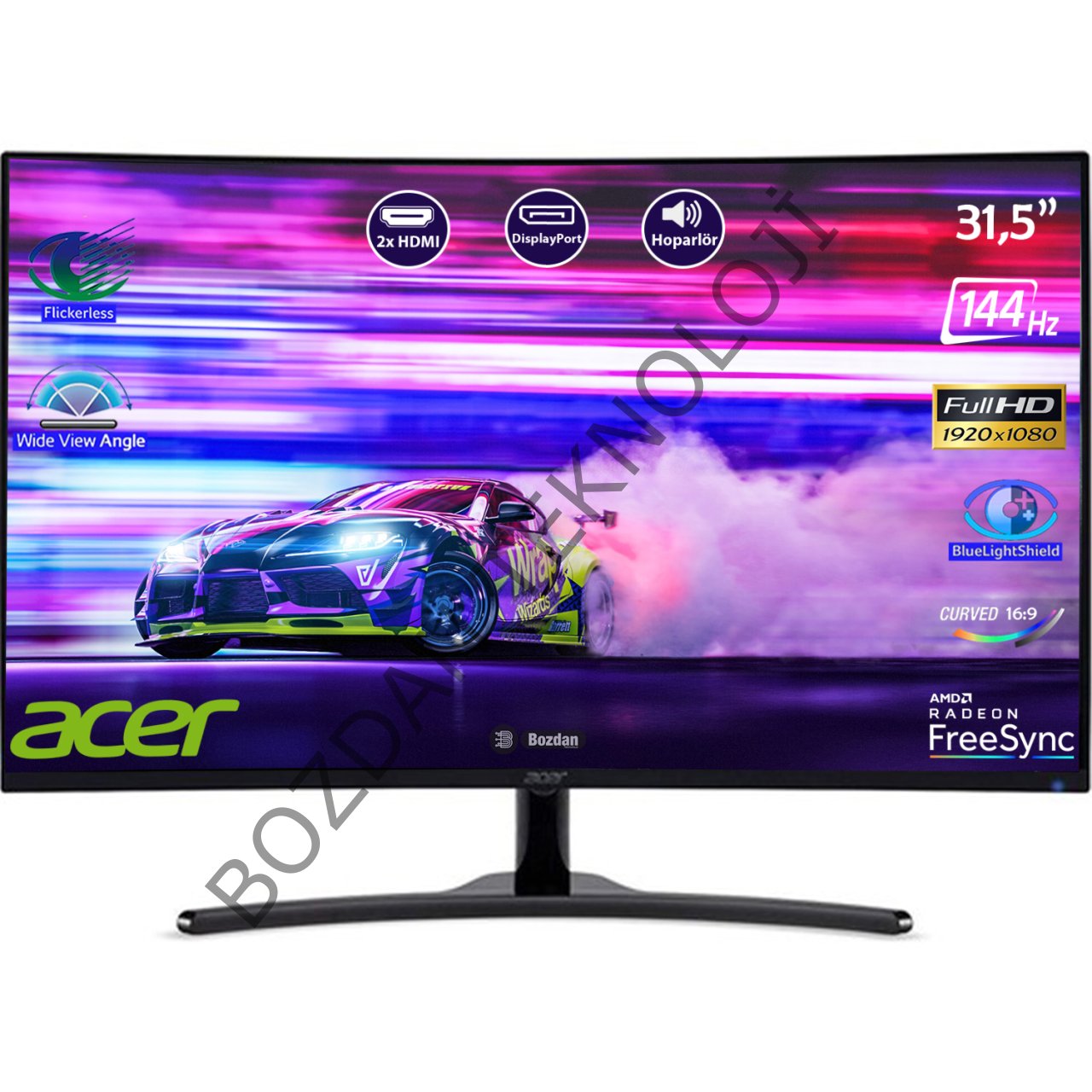 Acer ED322QRPBMiipx 31.5'' 144Hz 4ms (HDMI+Display) FreeSync Full HD Curved Monitör  UM.JE2EE.P01