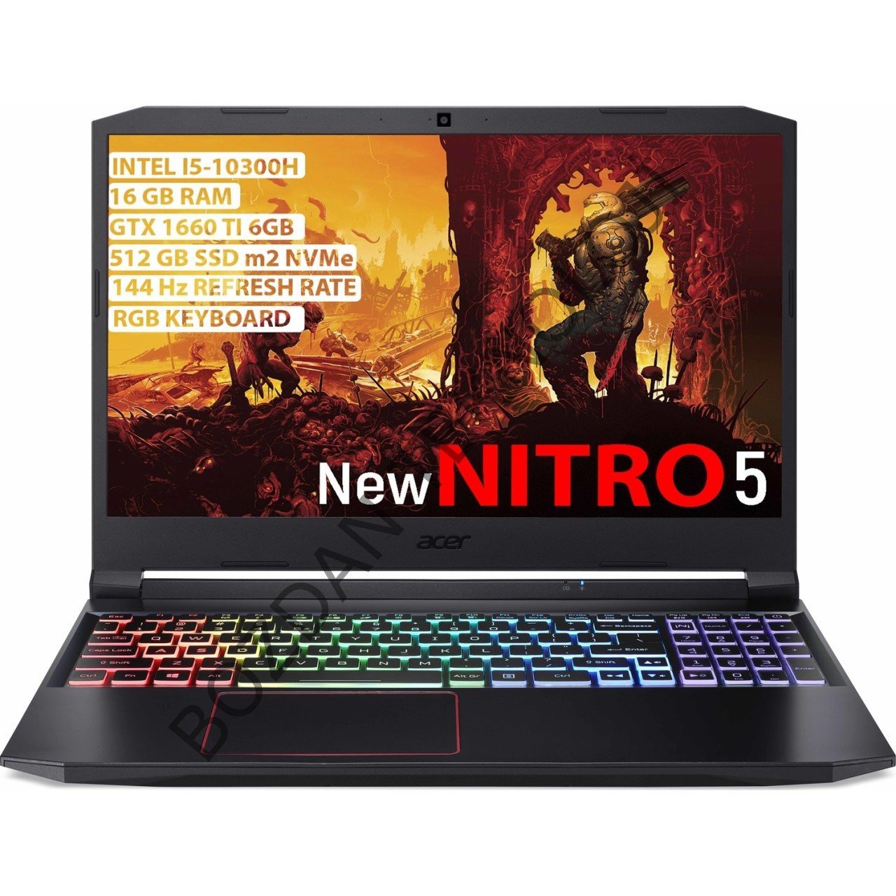 Acer Nitro 5 Intel Core i5 10300H 16GB 512GB SSD GTX1660Ti Freedos 15.6'' FHD Taşınabilir Bilgisayar NH.Q7PEY.001