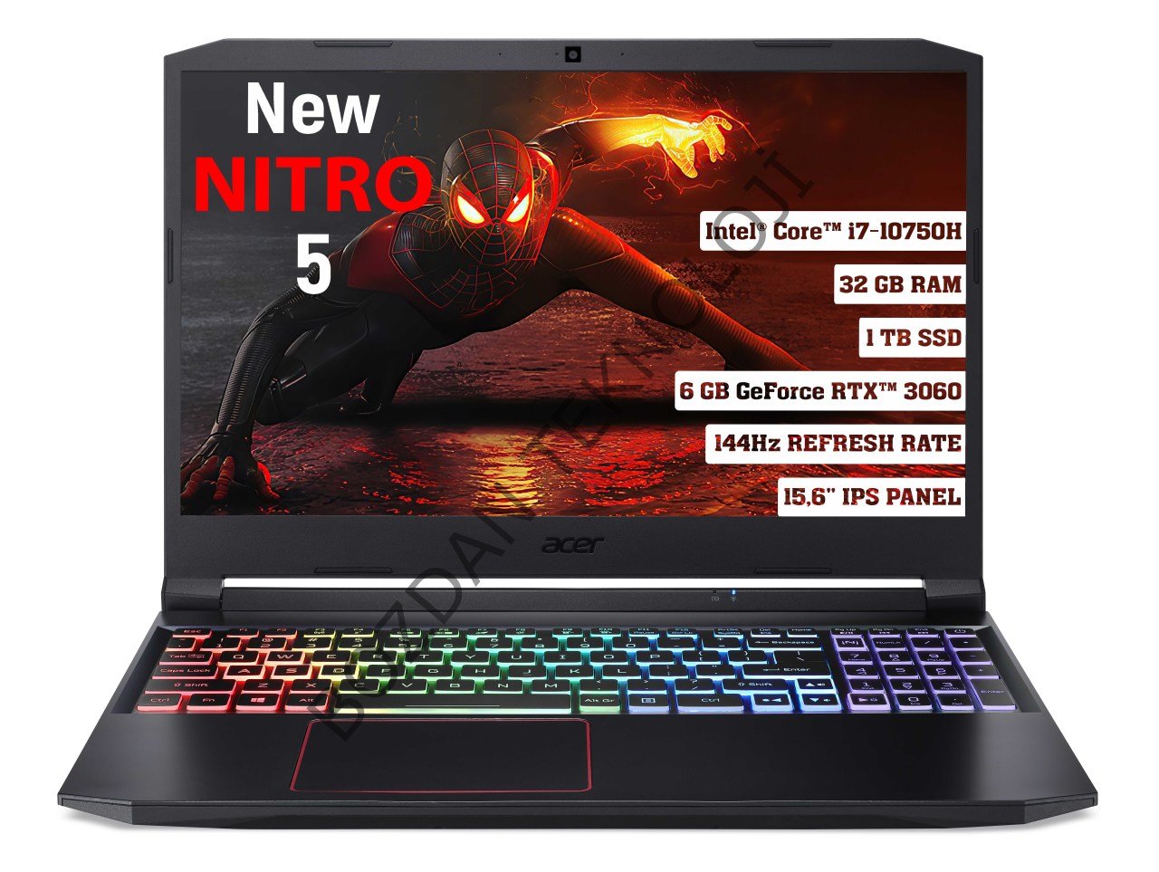 Acer Nitro 5 Intel Corae i7 10750H 32GB 1 TB SSD RTX 3060 Freedos 15.6'' FHD IPS Taşınabilir Bilgisayar NH.QB2EY.003