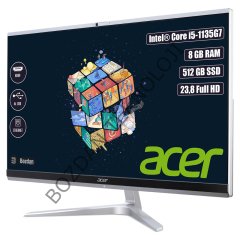 Acer Aspire C24-1650 Intel Core I5 1135G7 8gb 512GB SSD Freedos 23.8'' Fhd All In One Bilgisayar DQ.BFSEM.006