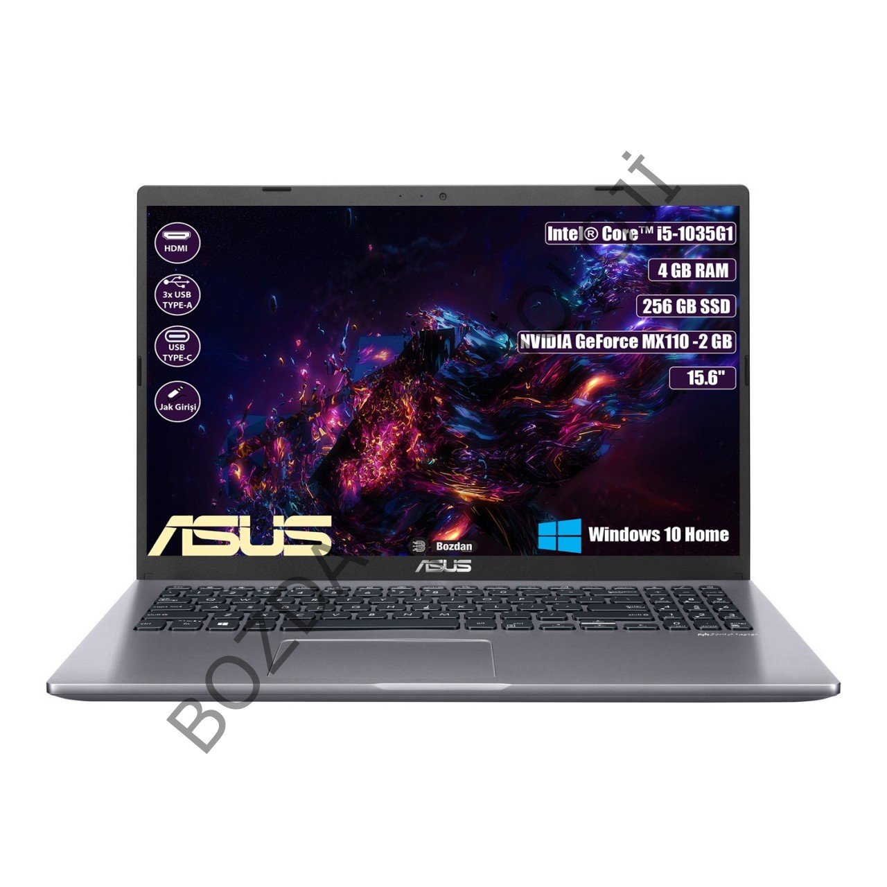 Asus Intel Core İ5-1035G1 4 GB 256 GB SSD Mx 110 - 2 GB 15.6'' Windows 10 Home Taşınabilir Bilgisayar X509JB-BR202T