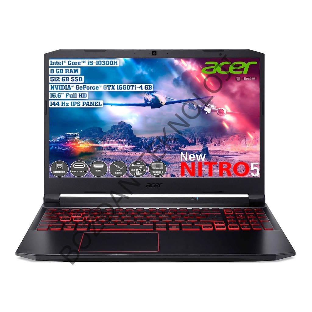 Acer Nitro AN515-55 Intel Core i5 10300H 8GB 512GB SSD GTX 1650Ti Linux 15.6'' FHD Taşınabilir Bilgisayar NH.Q7JEY.006