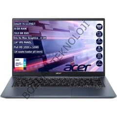Acer Swift 3X SF314-510G Intel Core i5 1135G7 8 GB 512 GB SSD Iris Xe Max Graphics - 4 GB FreeDOS 14'' FHD Taşınabilir Bilgisayar NX.A0YEY.002