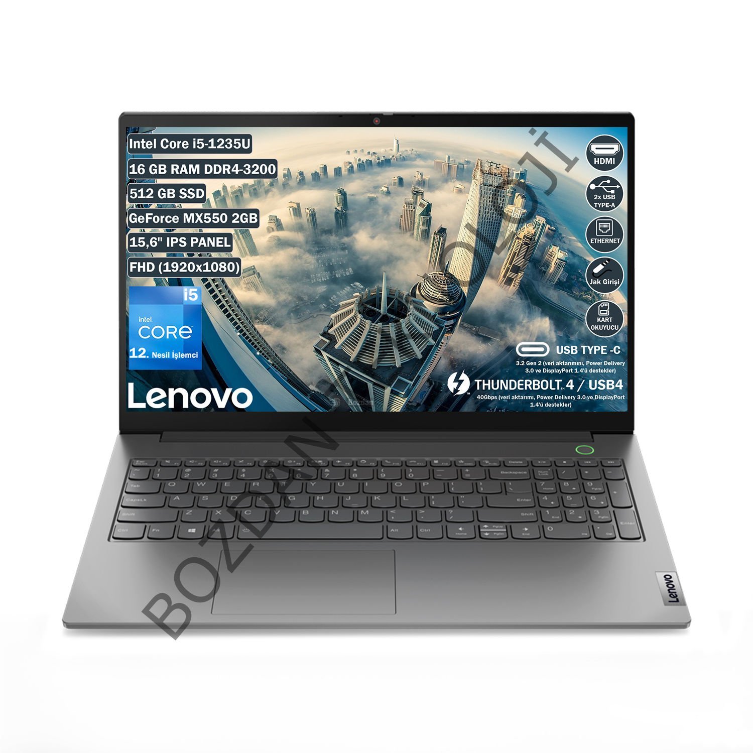 Lenovo ThinkBook 15 G4 IAP Intel Core i5-1235U 16 GB 512 GB SSD GeForce MX550 2GB 15,6'' FHD Taşınabilir Bilgisayar 21DJ00GATX