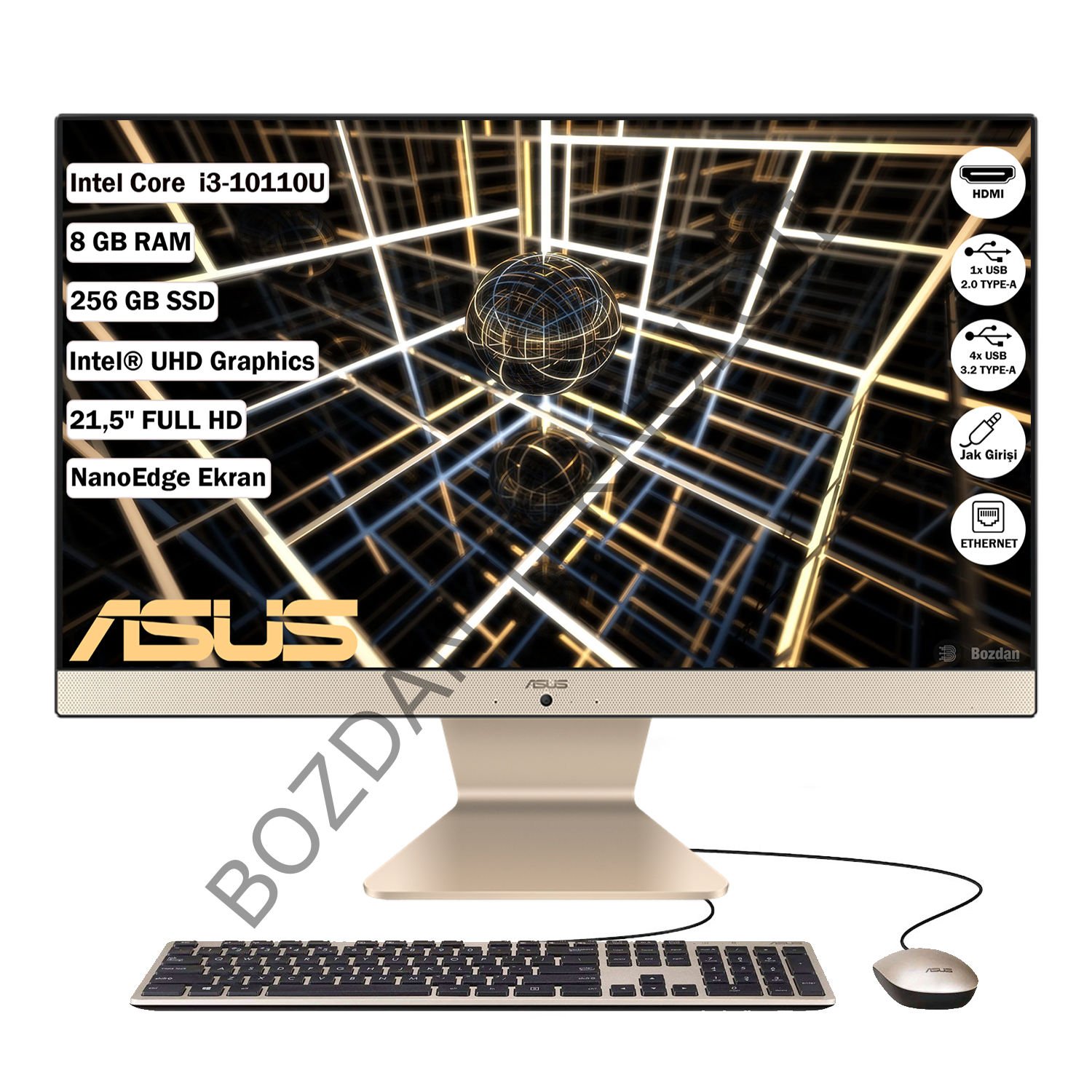 Asus V222FAK Intel Core i3 10110U 8 GB 256 GB SSD Freedos 21.5'' FHD All In One Bilgisayar V222FAK-BA125M