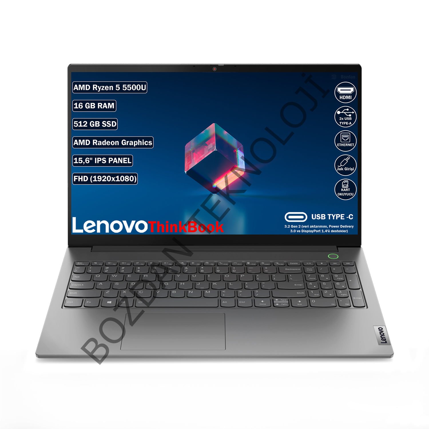 Lenovo Thinkbook 15 G3 Acl Amd Ryzen 5 5500U 16 GB 512 GB SSD 15,6'' Fhd Freedos Taşınabilir Bilgisayar 21A40038TX