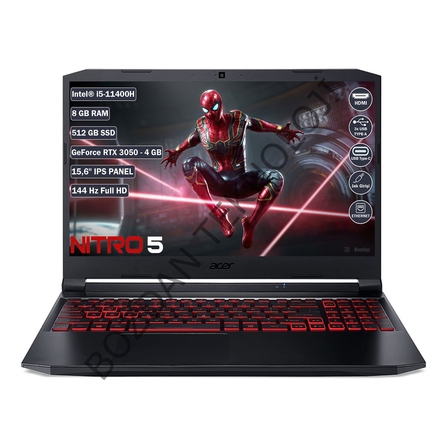 Acer Nitro 5 AN515-57 Intel Core i5 11400H 8 GB 512 GB SSD RTX 3050 4 GB Freedos 15.6'' FHD Taşınabilir Bilgisayar NH.QELEY.005