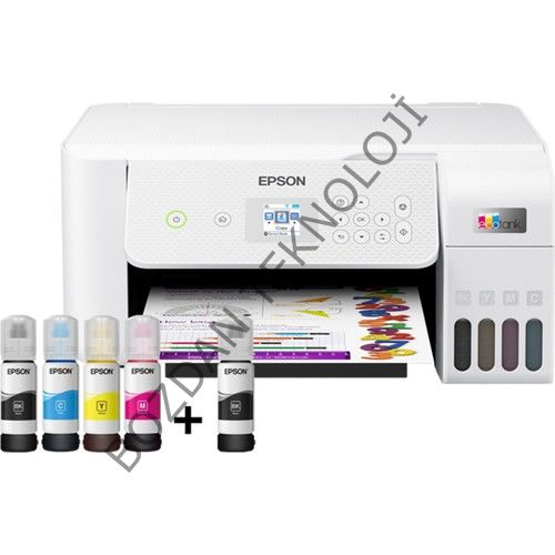 Epson Ecotank L3266 Renkli Tanklı Yazıcı Baskı-Tarama- Kopya - (Usb, Wifi, Wi-Fi Direct) + Orijinal Epson Mürekkep C11CJ66412