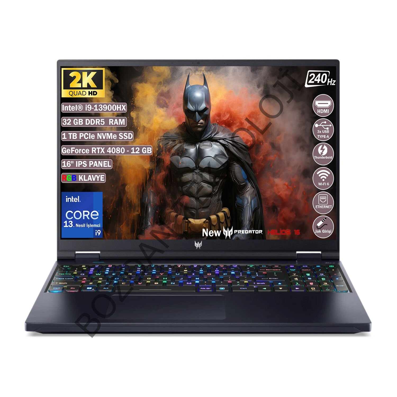 Acer Nitro Predator Helios 16 PH16-71-96T0 intel Core i9 13900HX 32 GB 1 TB SSD RTX 4080 - 12 GB Freedos 16'' WQXGA (2560 x 1600) 240Hz Taşınabilir Bilgisayar NH.QJSEY.001