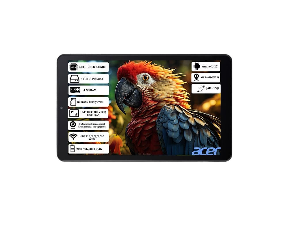 Acer Iconia A10 4 GB Ram 64 GB SSD 10.1'' Hd (1280 x 800 ) IPS Yeni Nesil Android Tablet NT.LG0EY.001