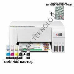 Epson EcoTank L3256 Renkli Tanklı Yazıcı Baskı-Tarama- Kopya - (USB, WiFi, Wi-Fi Direct) + ORİJİNAL EPSON Mürekkep + Copier Bond A4 Fotokopi kağıdı C11CJ67411+A4