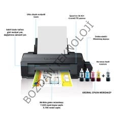 Epson L1300 ITS Renkli A3+ Mürekkep Tanklı Yazıcı Orijinal Epson Mürekkep 4 x 70 ml + 1 Ekstra Siyah Mürekkep  C11CD81403