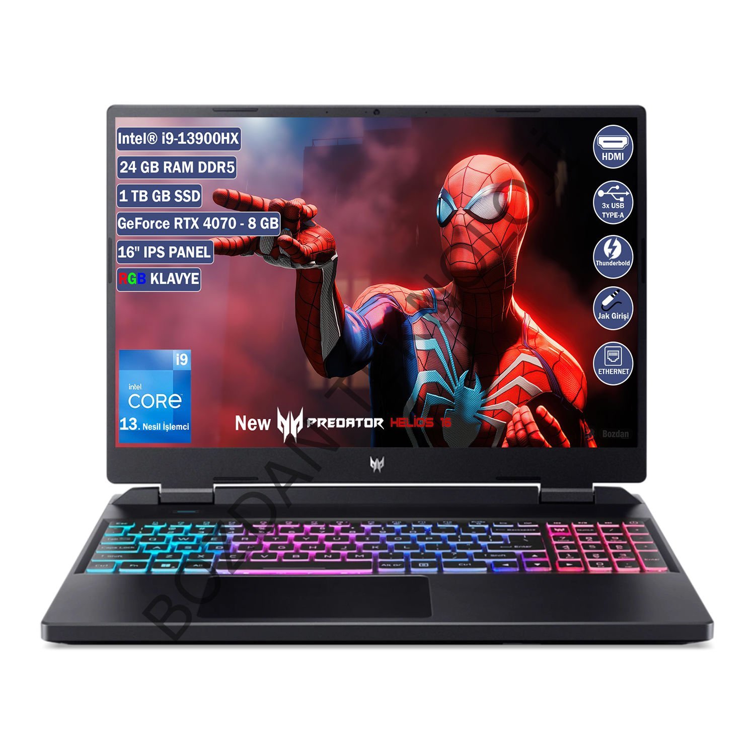 Acer Predator Helios Neo Intel Core i9 13900HX 24 GB 1 TB SSD Rtx 4070 - 8 GB Freedos 16'' WQXGA ( 2560 x 1600 ) 165 Hz IPS Taşınabilir Bilgisayar NH.QLVEY.002