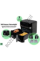 Wiami Air Fryer 9 Litre Siyah Çift Sepetli Akıllı Fritöz