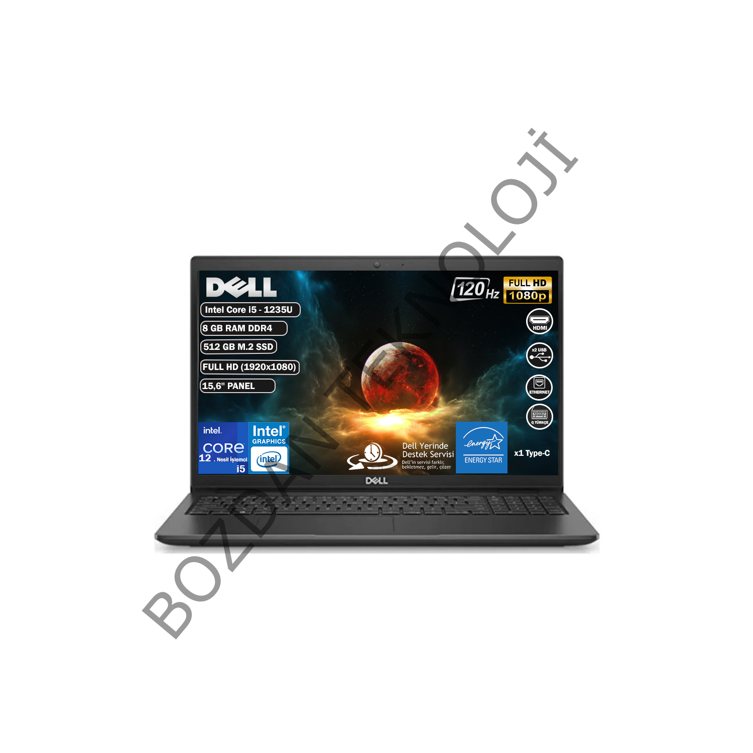Dell Vostro 3520 Intel Core I5- 1235U 15.6'' 8 GB Ram 512 GB SSD 120 Hz Ubuntu Dizüstü Bilgisayar