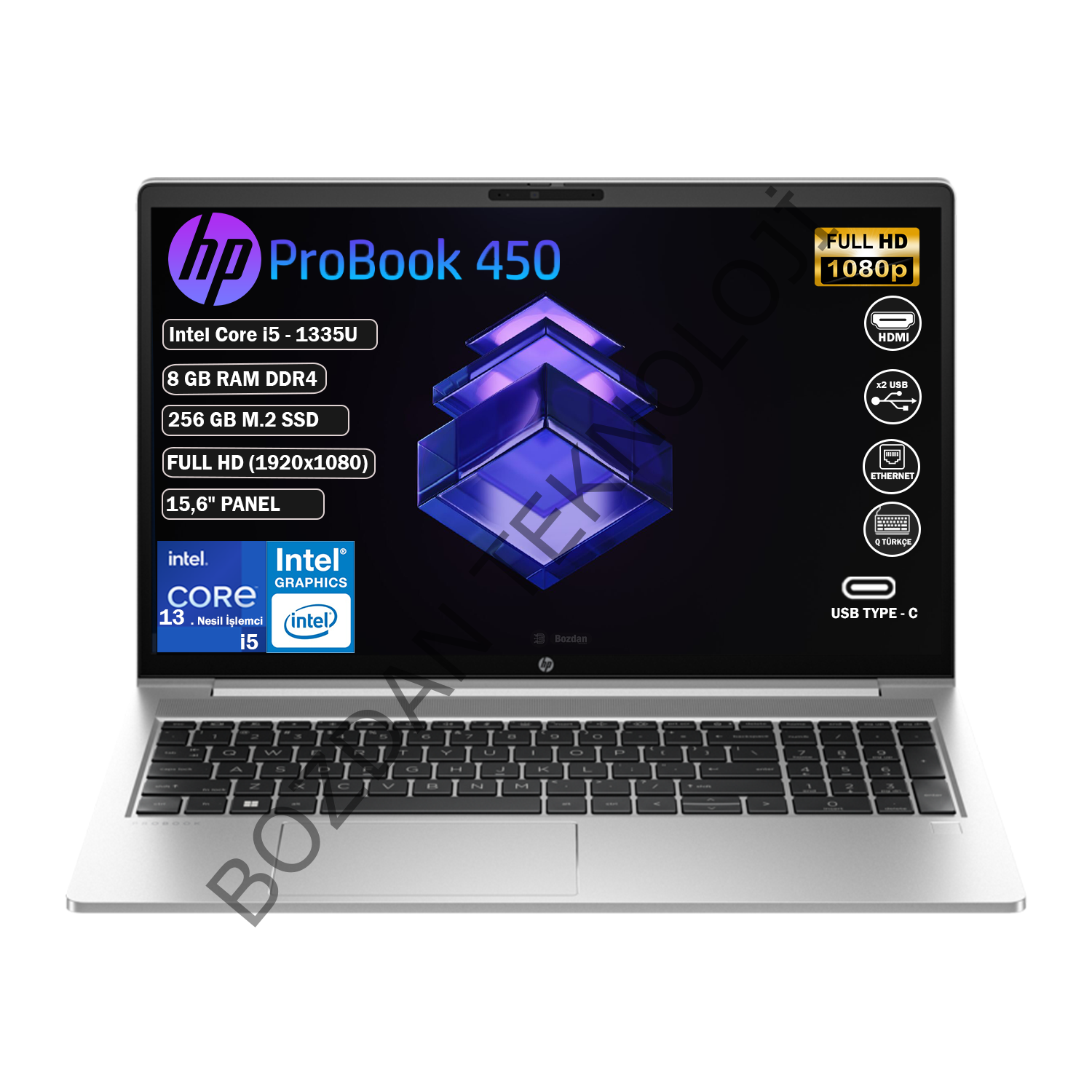HP Probook 450 G10  i5-1335U 8GB RAM 256GB SSD 15.6 FHD Freedos Dizüstü Laptop