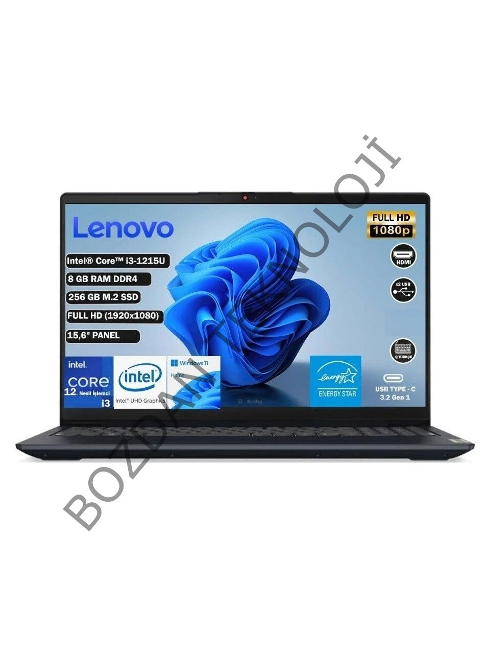 Lenovo Ideapad 3 I3-1215U 8 GB 256 GB SSD 15.6'' Full HD W11H Taşınabilir Bilgisayar 82RK00X8TX