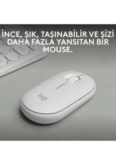 Logitech M350s Pebble 2 Bluetooth Kablosuz Sessiz Kompakt Mouse - Beyaz