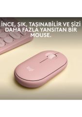 Logitech M350s Pebble 2 Bluetooth Kablosuz Sessiz Kompakt Mouse - Pembe