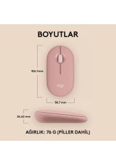 Logitech M350s Pebble 2 Bluetooth Kablosuz Sessiz Kompakt Mouse - Pembe