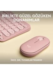 Logitech Pebble 2 Set Çoklu Cihaz Özellikli Sessiz Kablosuz Türkçe Q Klavye ve Mouse Seti - Pembe