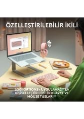 Logitech Pebble 2 Set Çoklu Cihaz Özellikli Sessiz Kablosuz Türkçe Q Klavye ve Mouse Seti - Pembe