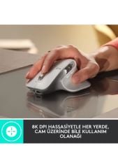 Logitech MX Master 3S Performans 8.000 DPI Optik Sensörlü Sessiz Kablosuz Mouse - Beyaz