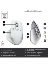 Logitech MX Master 3S Performans 8.000 DPI Optik Sensörlü Sessiz Kablosuz Mouse - Beyaz