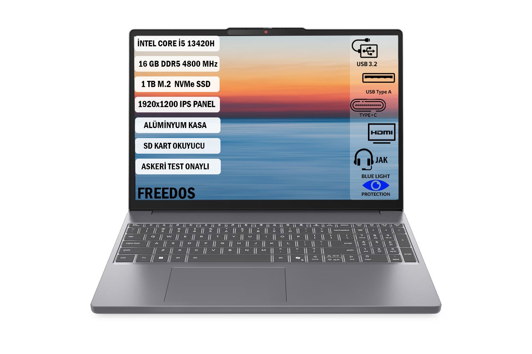 Lenovo Ideapad Slim3 IntelCore I5 13420H 16GB 1 TB SSD Freedos 15.3'' Wuxga 83K1004ETR+161