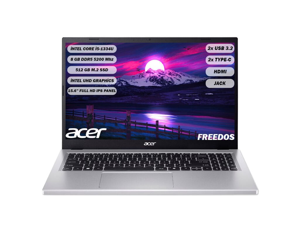 ACER Aspire AG15-71P İNTEL CORE İ5 1334U 8 GB 512GB SSD 15,6'' FHD IPS FREEDOS NX.JDCEY.001